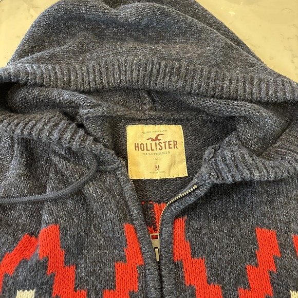 Hollister Hoodie Full Zip Sweater  Aztec Southwest Cotton Blend Pockets Y2K SZ M - Picture 2 of 10